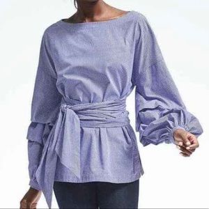 Banana Republic gingham tiered sleeved shirt, XS